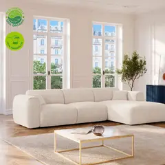 GENERICO - Sala Sofá POGNI Moderno en Forma de L 3 Plazas Beige