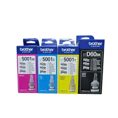 BROTHER - 4 Botellas de Tinta BTD60BK Negro y colores BT5001 Originales