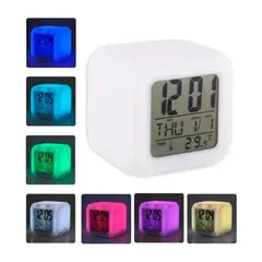 GENERICO - Reloj Despertador Niños Cubo Alarma 7 Luces Lámpara Colores