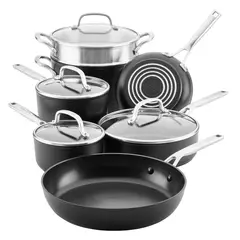 KITCHENAID - Batería 11Pzs anodizado duro antiadherente Negro