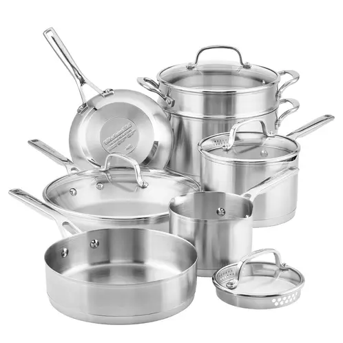 KITCHENAID - Juego de Ollas 11Pzs acero inoxidable placa de inducción