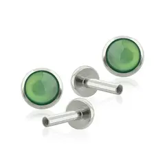 AGHA JEWELRY - Titanio Aretes Piercing Bezel set Piedra Natural para lóbulo para lóbulo