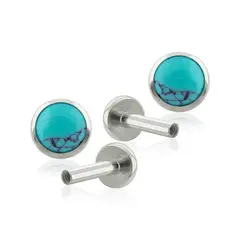AGHA JEWELRY - Titanio Aretes Piercing Bezel set Piedra Natural para lóbulo para lóbulo