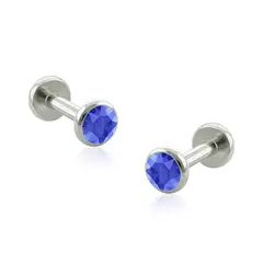 AGHA JEWELRY - Titanio Aretes Piercing Bezel set Cabochon Cristal Zirconia Cúbica para lóbulo para lóbulo