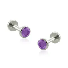 AGHA JEWELRY - Titanio Aretes Piercing Bezel set Cabochon Cristal Zirconia Cúbica para lóbulo para lóbulo