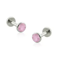 AGHA JEWELRY - Titanio Aretes Piercing Bezel set Cabochon Cristal Zirconia Cúbica para lóbulo para lóbulo