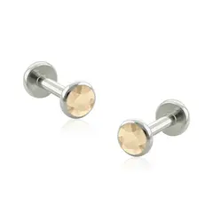 AGHA JEWELRY - Titanio Aretes Piercing Bezel set Cabochon Cristal Zirconia Cúbica para lóbulo para lóbulo