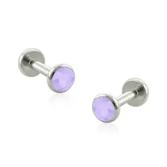 AGHA JEWELRY - Titanio Aretes Piercing Bezel set Cabochon Cristal Zirconia Cúbica para lóbulo para lóbulo