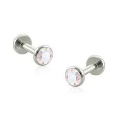 AGHA JEWELRY - Titanio Aretes Piercing Bezel set Cabochon Cristal Zirconia Cúbica para lóbulo para lóbulo