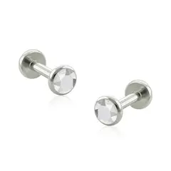 AGHA JEWELRY - Titanio Aretes Piercing Bezel set Cabochon Cristal Zirconia Cúbica para lóbulo para lóbulo