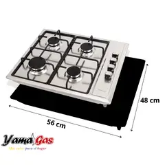YAMA GAS - Estufa Inox 60 cm X 51 cm Encendido Gas Natural