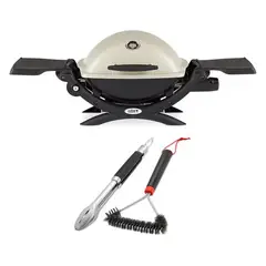 WEBER - Asador a Gas Q 1200 Titanium + Pinzas + Cepillo