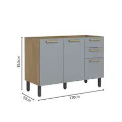 BERTOLINI - Mueble inferior de cocina Sin mesón de 120 cm en MDP