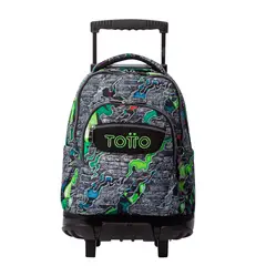 TOTTO - Morral Ruedas Niño Porta PC 15.4" Bomper Renglon Gris
