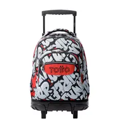 TOTTO - Morral Ruedas Niño Porta PC 15.4" Bomper Renglon Rojo