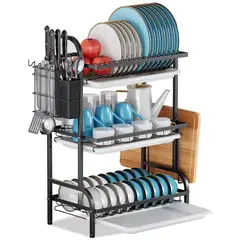 GENERICO - Platero Escurridor Cocina Bandejas 3 Niveles Metálico