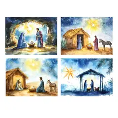 GENERICO - 4 Individuales De Mesa Pesebre Navidad