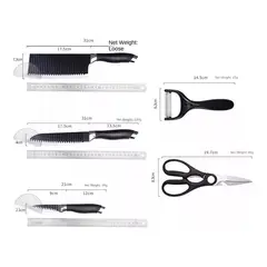 GENERICO - Juego Kit Set Cuchillos Todo En Uno 6 Piezas Profesionales Color Negro