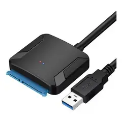 GENERICO - Cable Adaptador Usb 3.0 A Sata Hd Ssd 2.5 3.5 Con Fuente Lumi De 12 V