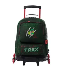 TOTTO - Morral con 3 ruedas Niño Rex Dino Grande Verde