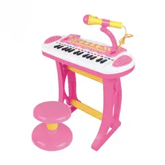 KIDSHOP - Karaoke Piano Organeta Teclado Luces Microfono Niños Rosado