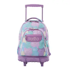 TOTTO - Morral Ruedas Niña Porta PC 15.4" Bomper Renglon Verde