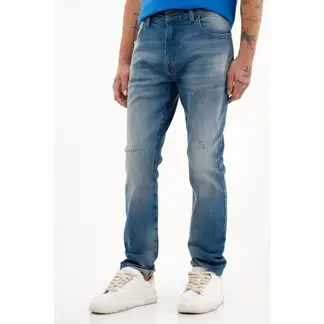 TENNIS - Jean Nudy azul tiro medio con destroyed para hombre