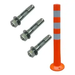 GENERICO - Hito Vial Flexible Tipo Cono 3 Cintas, Incluye Tornillos