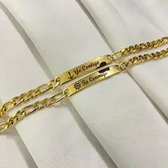 GENERICO - Pulseras Para Pareja Yo Contigo Tu Conmigo En Acero Inoxidable + Caja