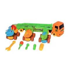 GENERICO - Camión Tractomula Niñera De Vehiculos Armable Dinosaurios