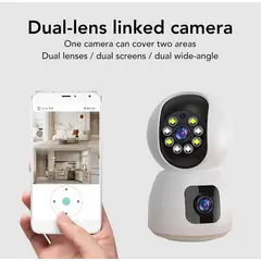 GENERICO - Camara De Seguridad Doble Lente Wifi gira 360°