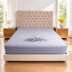 HOGARETO - Protector Colchón Impermeable Gris Cama Sencilla 100x190 cm