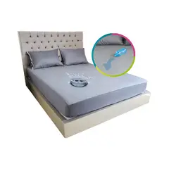 HOGARETO - Protector Colchón Impermeable Gris Cama Doble