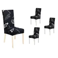 GENERICO - Fundas Silla Comedor Estampada Protector Forros Decorativo Negra X4