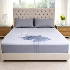 HOGARETO - Protector Colchón Impermeable GRIS Cama Doble 140x190cm + 2 Fundas