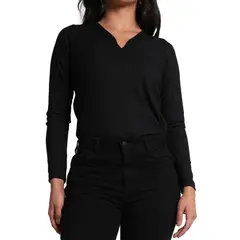 LEC LEE - Camiseta manga larga para mujer color negro
