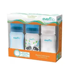 EVENFLO - Set Biberones Cuello Ancho 9 Onzas x 3und Azul -