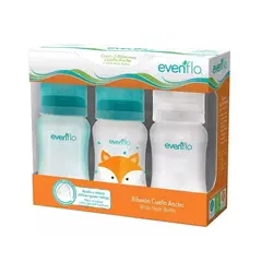 EVENFLO - Set Biberones Cuello Ancho 9 Onzas x 3und Turquesa -