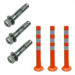 GENERICO - Hito Vial X 3 Flexible Tipo Cono 3 Cintas, Incluye Tornillos