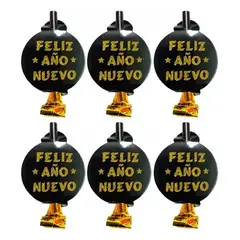 GENERICO - Corneta Feliz Ano Nuevo Negro Espanta Suegra 6 und