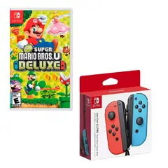 NINTENDO SWITCH - Control Joy-con Neon Con Juego New Super Mario Bros U