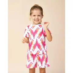DOSOJOS - Conjunto para niñas y niños de camiseta y short estampado loros