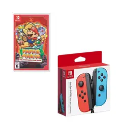 NINTENDO SWITCH - Control Joy-con Neon Con Juego Mario Paper The Thousand