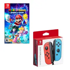 NINTENDO SWITCH - Control Joy-con Neon Con Juego Mario Rabbids Sparks Of Hope