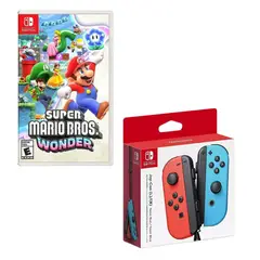 NINTENDO SWITCH - Control Joy-con Neon Con Juego Super Mario Wonder