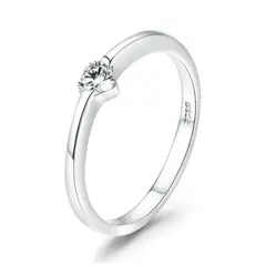 ALHAJAS - Anillo Compromiso Boda Para Mujer Corazón Circón En Plata 925