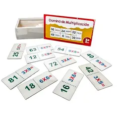 GENERICO - Domino Infantil Tablas De Multiplicar Madera Multiplicacion