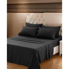 GENERICO - Juego de Sábanas para Cama Queen Confort y Suavidad Color Negro