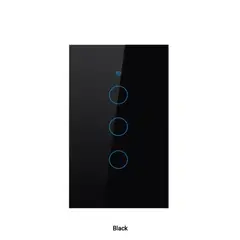 GENERICO - Switch Inteligente Wifi Google Home Y Alexa 3 Botones Negro