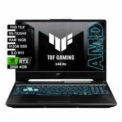 ASUS - PORTATIL TUF 156′ AMD R5-7535HS RAM 16GB 512GB SSD RTX2050 BLACK